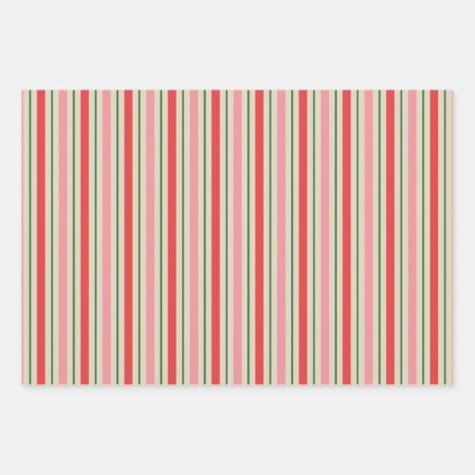 オールドファッションドスストライプクリスマスのパターン ラッピングペーパーシート (正面3)