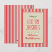 オールドファッションドスストライプクリスマヴィンテージピンク&レッド シーズンカード (正面/裏面)