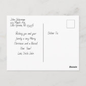 オールドファッションドトレインとヴィンテージハッピーホリデー ポストカード (裏面)