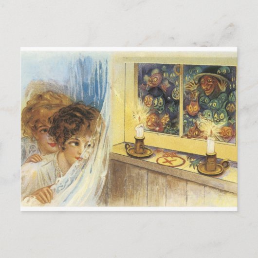 オールドファッションドハロウィーン幽霊&ゴブリン ポストカード (正面)