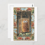 オールドファッションドハロウィーン、フクロウ ポストカード (正面/裏面)