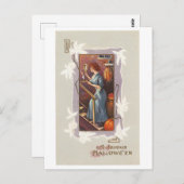 オールドファッションドハロウィーン、手の鏡を持つ女性 ポストカード (正面/裏面)