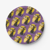 オールドファッションドハロウィーン、黒猫とフクロウ ペーパープレート (正面)