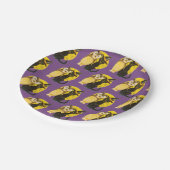 オールドファッションドハロウィーン、黒猫とフクロウ ペーパープレート (アングル)