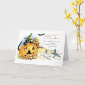 オールドファッションドハロウィーン、黒猫&ネズミ カード (黄色い花)