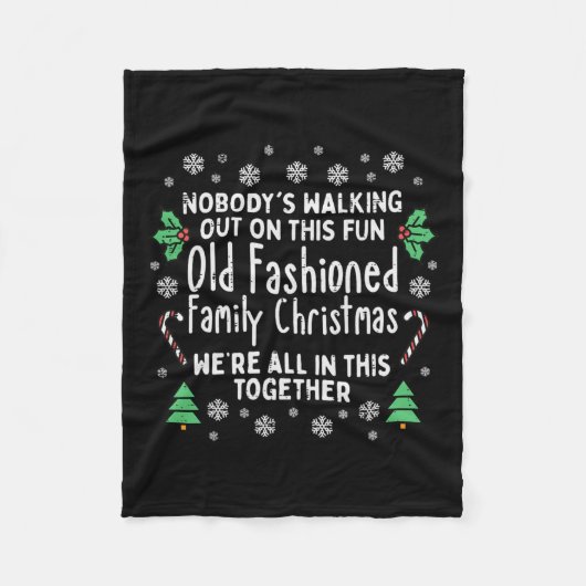 オールドファッションドファミリークリスマス醜いクリスマス男性女性 フリースブランケット (正面)