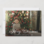 オールドファッションドファミリーワンフォトシンプルクリスマス シーズンカード (正面)