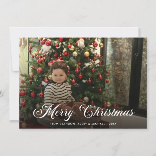 オールドファッションドファミリーワンフォトシンプルクリスマス シーズンカード (正面)