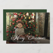 オールドファッションドファミリーワンフォトシンプルクリスマス シーズンカード (正面/裏面)