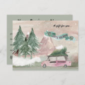 オールドファッションドホリデーウォーターカラーの梅と緑 ポストカード (正面/裏面)