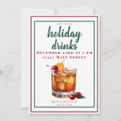 オールドファッションドリンククリスマスホリデーパーティードリンク 招待状 (正面)