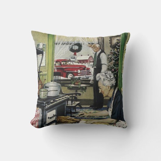 オールドファッションドヴィンテージホームキッチンクリスマス クッション (正面)