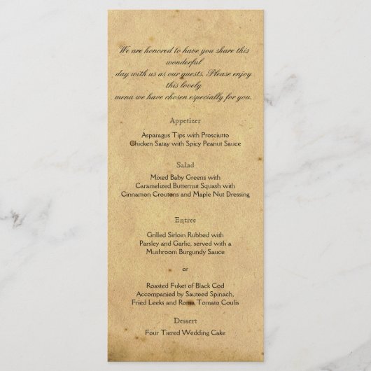 オールドファッションド・エレガンス結婚・パーチメント メニュー (正面)
