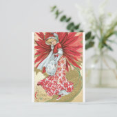 オールドファッションド・クリスマスポインセチア・レディ シーズンポストカード (スタンド正面)