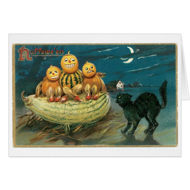 オールドファッションド・ハロウィーン、カボチャ&ブラック・キャット (正面横)