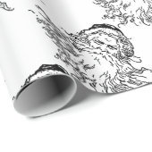 オールドファッションド・ブラック・アンド・ホワイト・サンタ ラッピングペーパー (ロールコーナー)