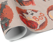 オールドファッションハロウィンフェイククロスステッチ紙 ラッピングペーパー (ロールコーナー)