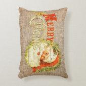 オールドファッションメリー素朴クリスマスヴィンテージバーラップ アクセントクッション (正面(垂直))