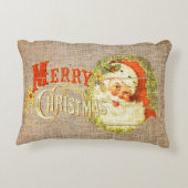 オールドファッションメリー素朴クリスマスヴィンテージバーラップ アクセントクッション (裏面)