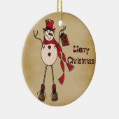 オールドファッションレッド雪だるま セラミックオーナメント (右)