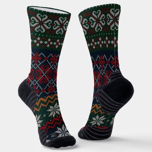 オールドファッションレトロスタイルオリーブグリーンと赤パパ ソックス (傾斜あり)