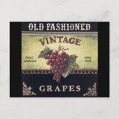 オールドファッションヴィンテージブドウ、紫と黒ワイン ポストカード (正面)