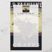 オールドファッションヴィンテージブドウ、紫と黒ワイン 便箋 (正面)