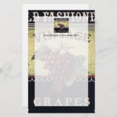 オールドファッションヴィンテージブドウ、紫と黒ワイン 便箋 (正面/裏面)
