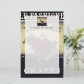 オールドファッションヴィンテージブドウ、紫と黒ワイン 便箋 (スタンド正面)