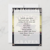 オールドファッションヴィンテージブドウ、紫と黒ワイン 招待状 (裏面)