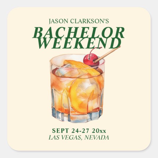 オールドファッション カクテル バチェラーパーティー スクエアシール (正面)