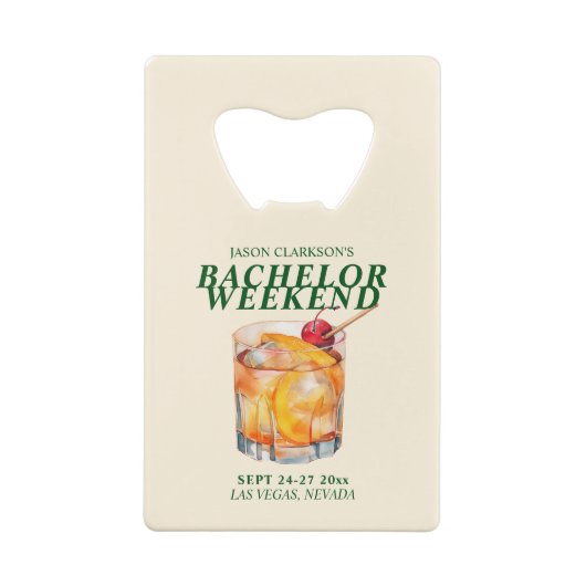 オールドファッション コクテール バチェラーパーティー クレジットカード栓抜き (裏面)