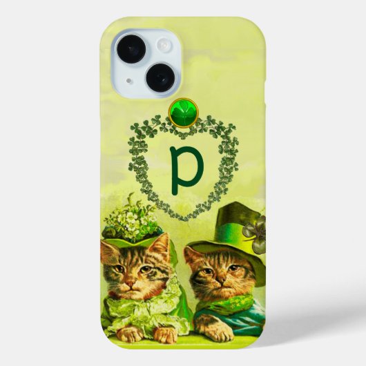 オールドファッションST.PATRICK'S DAY CATSハートモノグラム Case-Mate iPhoneケース (裏面)