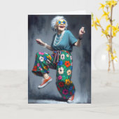 オールドファンキー誕生日レディ踊り カード (黄色い花)