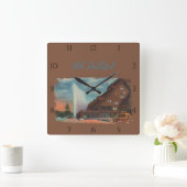 オールドフェイスフル イエローストーン カスタム スクエア ウォールクロック (ホーム)