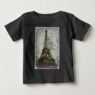 オールドフォトエフェクトエッフェルタワーパリ ベビーTシャツ