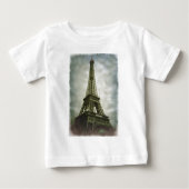 オールドフォトエフェクトエッフェルタワーパリ ベビーTシャツ (正面)