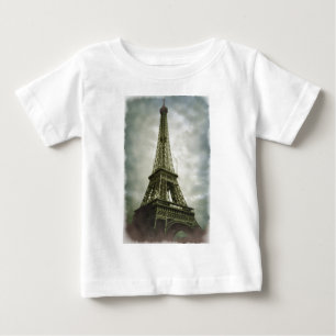 オールドフォトエフェクトエッフェルタワーパリ ベビーTシャツ