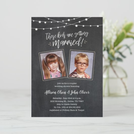 オールドフォトカップルウェディングシャワー招待状 招待状 (スタンド正面)