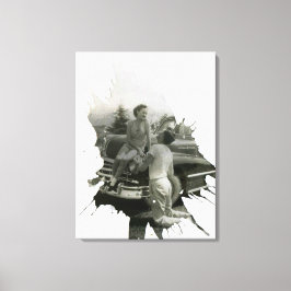 オールドフォト（ばちゃばちゃ）跳ねるアート キャンバスプリント