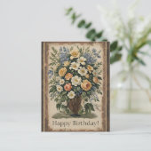 オールドフラワーファッションドブーケ葉書 ポストカード (スタンド正面)