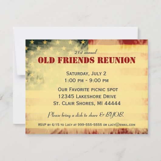 オールドフレンドアメリカンフラグ懇親会招待状 招待状 (裏面)