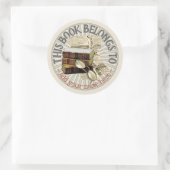 オールドブック&メガネ蔵書票シール ラウンドシール (バッグ)