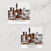オールドブラウン、白いスタイルのチェスの駒コーチクラブ スクエア名刺 (正面/裏面)