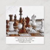 オールドブラウン、白いスタイルのチェスの駒コーチクラブ スクエア名刺 (裏面)