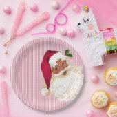 オールドブラックファッションドサンタクランベリーストライプ ペーパープレート (パーティー)