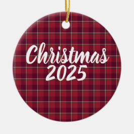 オールドブリックとキャブサヴのチェック柄のクリスマス 2025 セラミックオーナメント