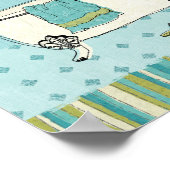 オールドブルーファッションドバスルーム ポスター (角)