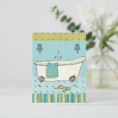 オールドブルーファッションドバスルーム ポストカード (スタンド正面)