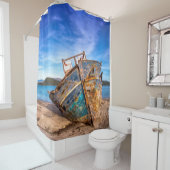 オールドブルーボート・バイ・ザ・シーショア シャワーカーテン (インサイチュ)